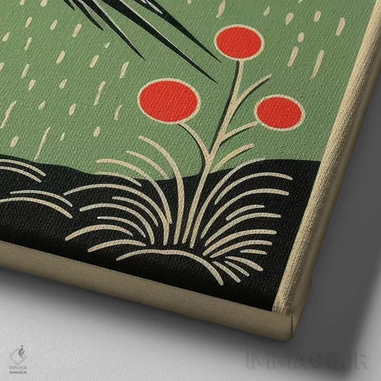 تابلو درنای سبز اثر آلوک دیزاین - نمای نزدیک بافت بوم