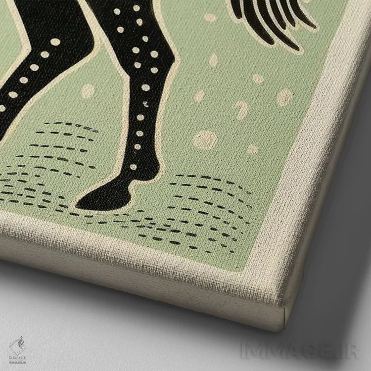 تابلو اسب سبز اثر آلوک دیزاین - نمای نزدیک بافت بوم