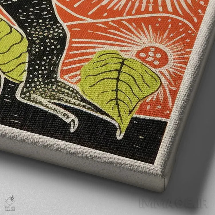 تابلو ایگوانای سبز اثر آلوک دیزاین - نمای نزدیک بافت بوم