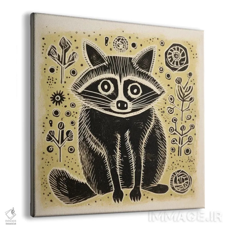 تابلو راکون سبز اثر آلوک دیزاین - نمای پرسپکتیو محصول