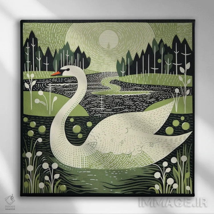 تابلو قوی سبز اثر آلوک دیزاین - نمای روبهرو روی دیوار