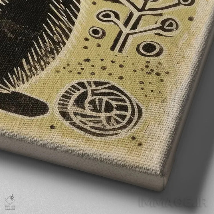 تابلو راکون سبز اثر آلوک دیزاین - نمای نزدیک بافت بوم