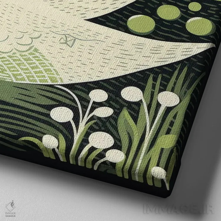 تابلو قوی سبز اثر آلوک دیزاین - نمای نزدیک بافت بوم