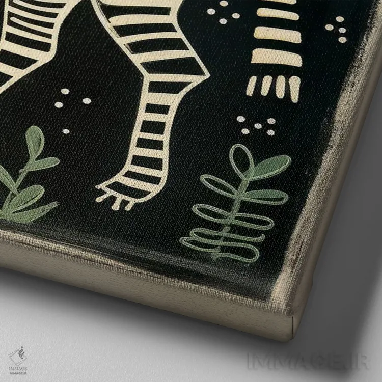 تابلو گورخر سبز اثر آلوک دیزاین - نمای نزدیک بافت بوم