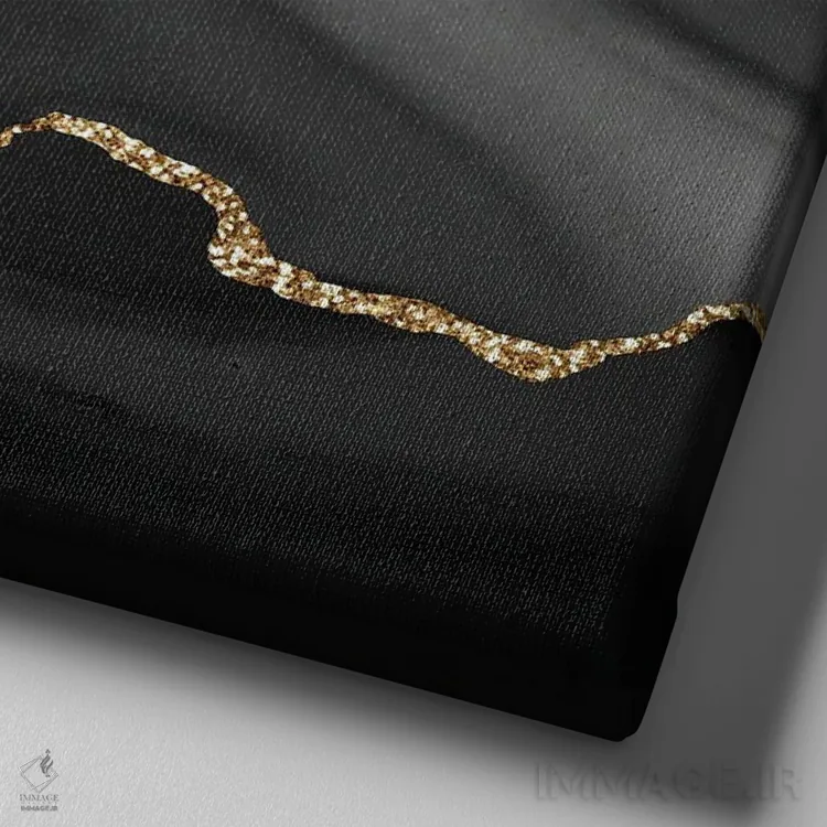 تابلو بافت عقیق مشکی و طلایی I اثر آلوک دیزاین - نمای نزدیک بافت بوم