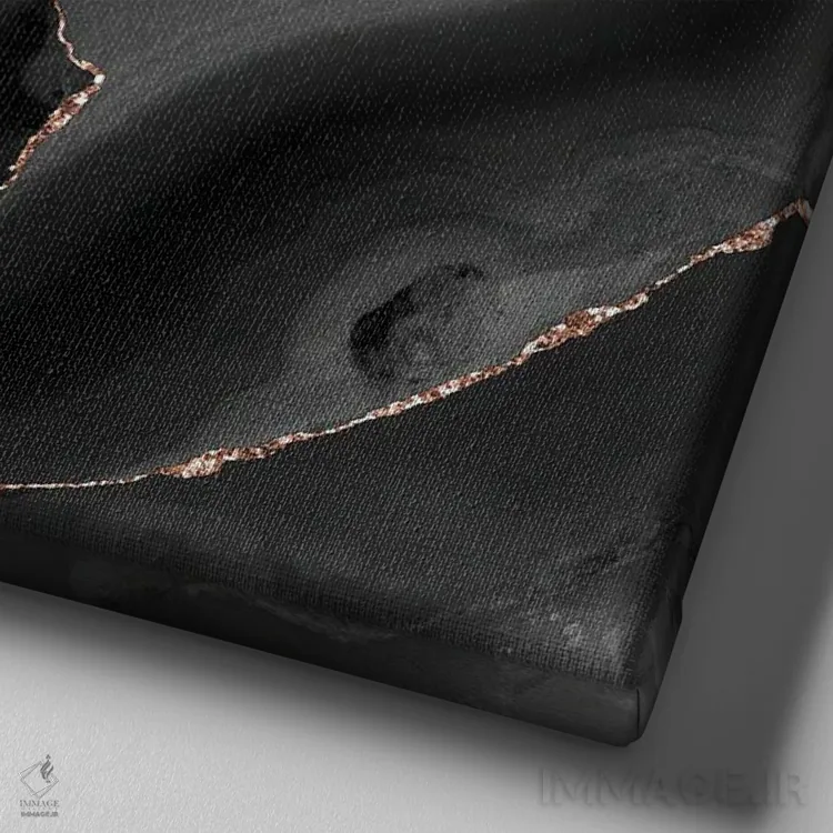 تابلو بافت عقیق رزگلد مشکی IV اثر آلوک دیزاین - نمای نزدیک بافت بوم