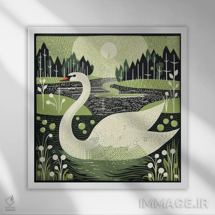 تابلو قوی سبز اثر آلوک دیزاین - نمای قابدار سفید