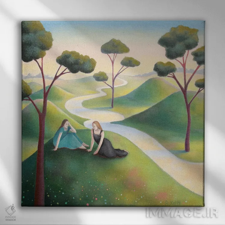 تابلو دو دوست اثر آنتوانت کلی - نمای روبهرو روی دیوار