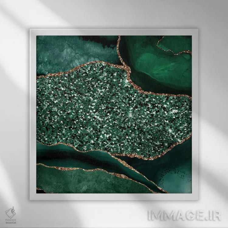 تابلو بافت دریایی اکات درخشان XIII اثر آلوک دیزاین - نمای قابدار سفید