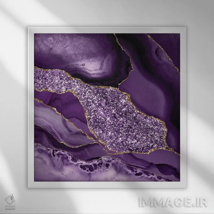 تابلو بافت دریایی اکات درخشان III اثر آلوک دیزاین - نمای قابدار سفید