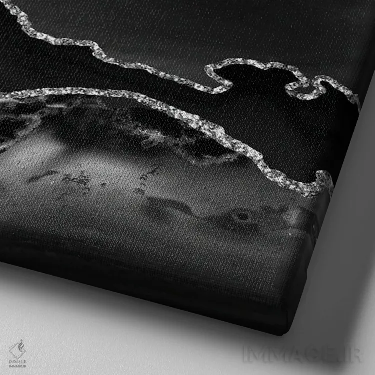 تابلو بافت عقیق نقرهای مشکی II اثر آلوک دیزاین - نمای نزدیک بافت بوم