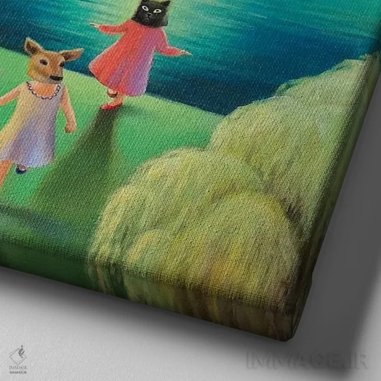 تابلو بالماسکه کنار دریاچه اثر آنتوانت کلی - نمای نزدیک بافت بوم