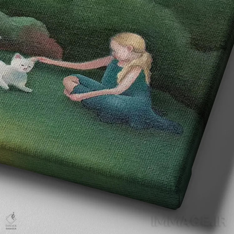 تابلو بچهگربه شیرین اثر آنتوانت کلی - نمای نزدیک بافت بوم