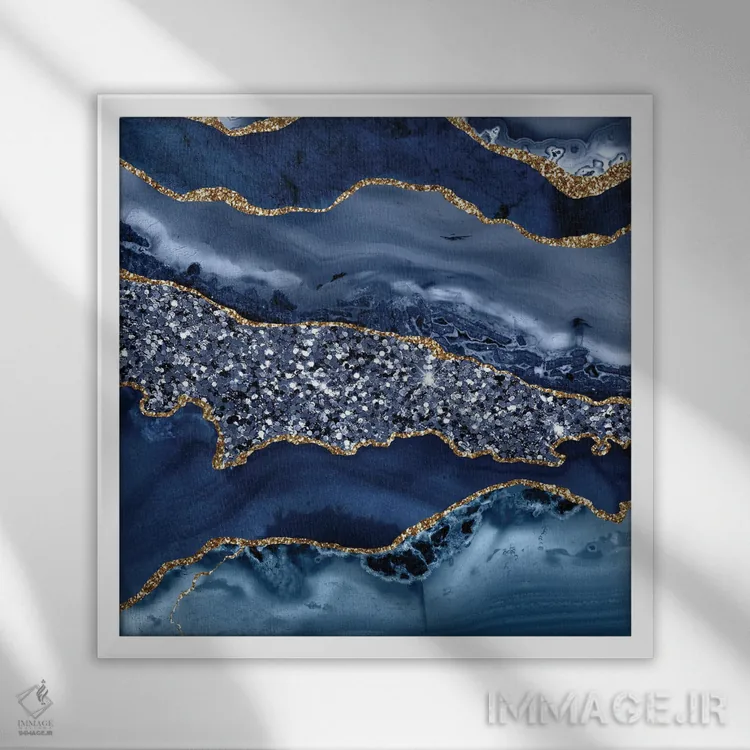 تابلو بافت دریایی اکات درخشان VII اثر آلوک دیزاین - نمای قابدار سفید