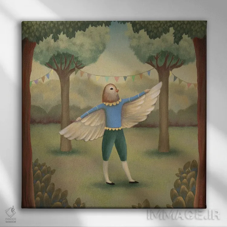 تابلو پسر پرنده اثر آنتوانت کلی - نمای روبهرو روی دیوار