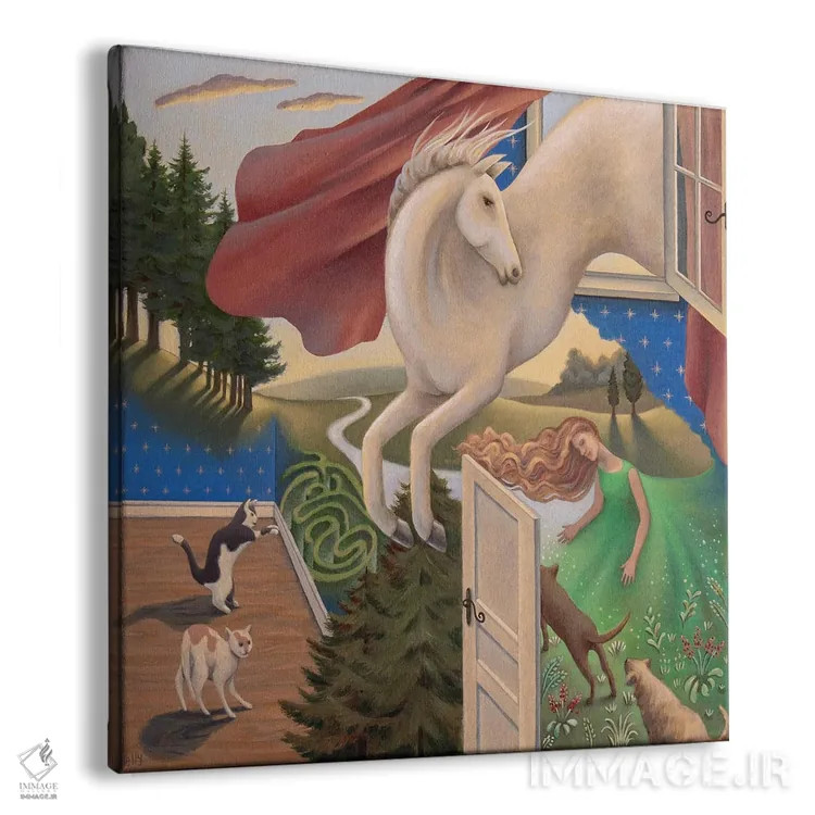 تابلو رویای یک اسب سفید اثر آنتوانت کلی - نمای پرسپکتیو محصول