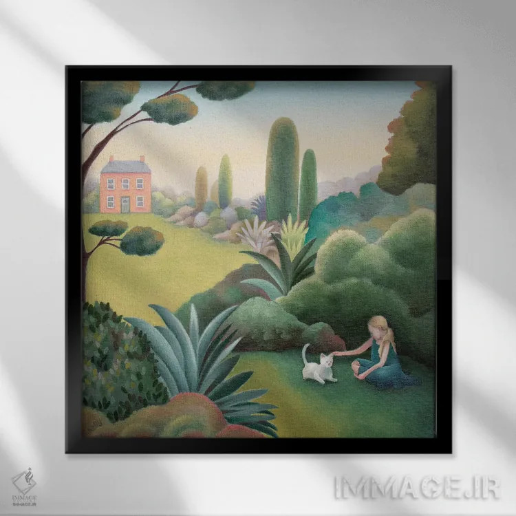 تابلو بچهگربه شیرین اثر آنتوانت کلی - نمای قابدار مشکی