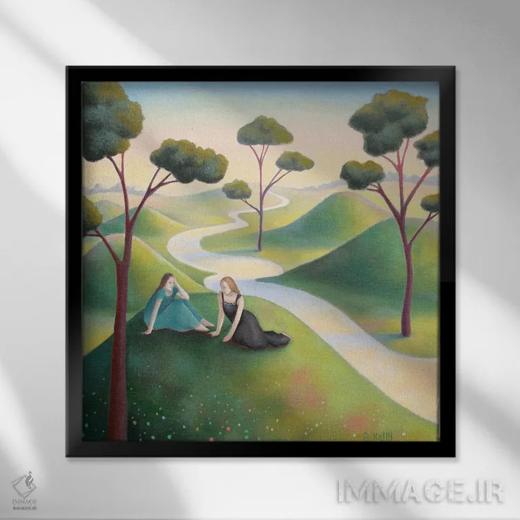 تابلو دو دوست اثر آنتوانت کلی - نمای قابدار مشکی