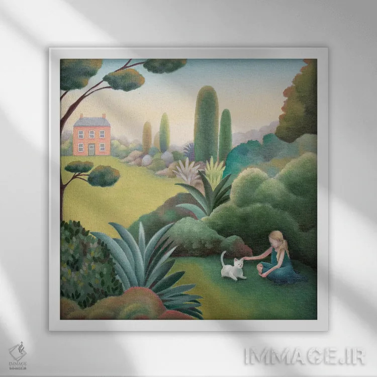 تابلو بچهگربه شیرین اثر آنتوانت کلی - نمای قابدار سفید