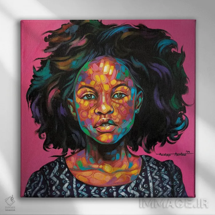 تابلو اوموتوکه (نام آفریقایی) اثر آکینتایو آکینتوبی - نمای روبهرو روی دیوار