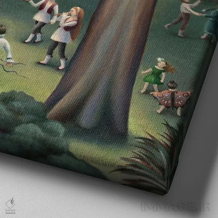 تابلو رقص گرگومیش اثر آنتوانت کلی - نمای نزدیک بافت بوم