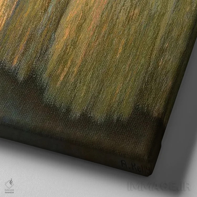 تابلو بیدهای گریان اثر آنتوانت کلی - نمای نزدیک بافت بوم