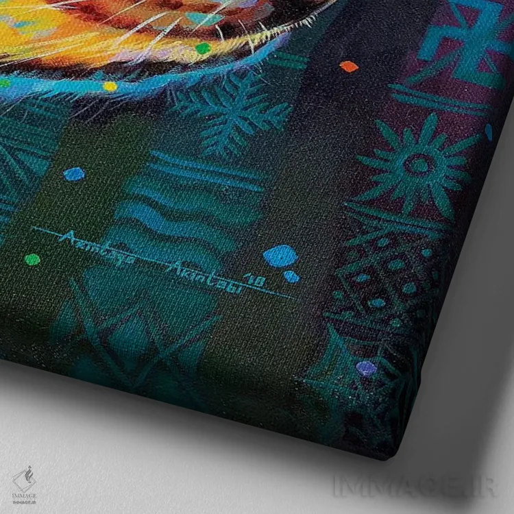 تابلو تیلوا (نام آفریقایی) اثر آکینتایو آکینتوبی - نمای نزدیک بافت بوم