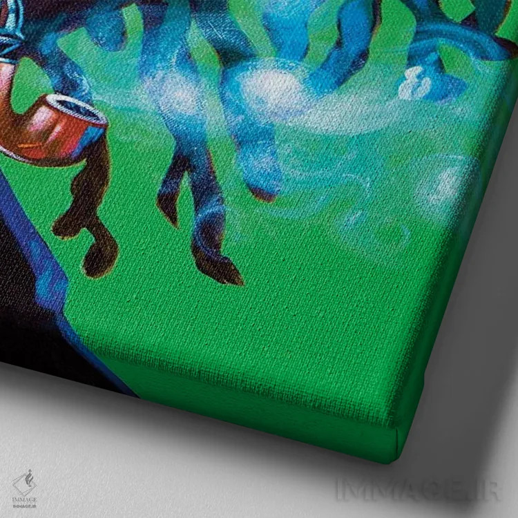 تابلو مرد فولاباور اثر آکینتایو آکینتوبی - نمای نزدیک بافت بوم