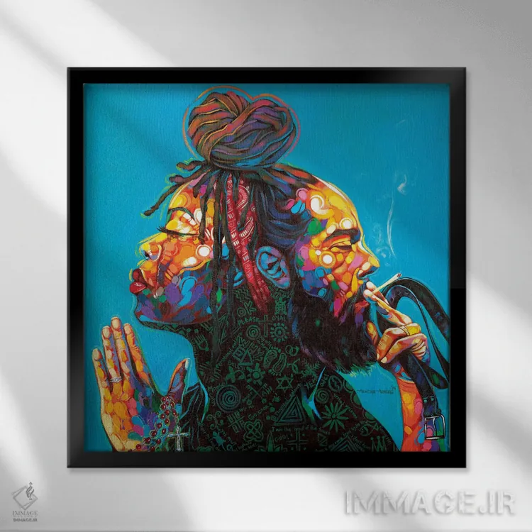 تابلو ناهمگون اثر آکینتایو آکینتوبی - نمای قابدار مشکی