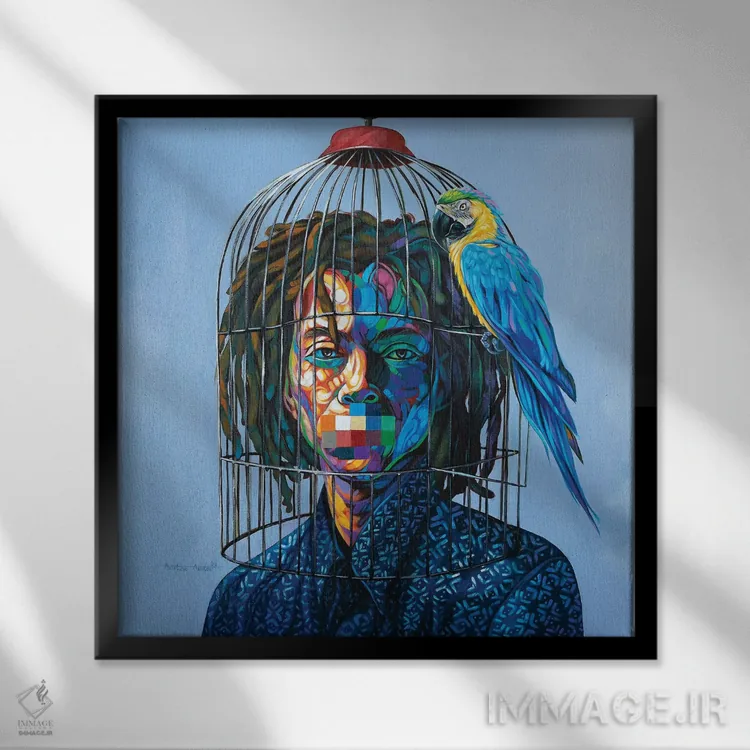 تابلو آیِکوتو (نام آفریقایی) اثر آکینتایو آکینتوبی - نمای قابدار مشکی