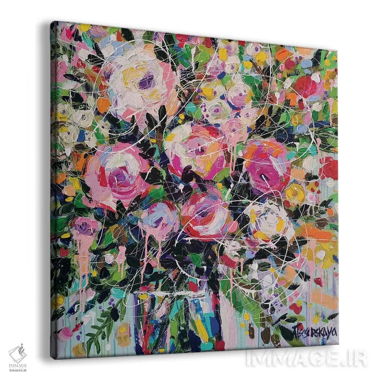 تابلو گلهای تابستانی در گلدان اثر آلیاکساندرا تسسارسکایا - نمای پرسپکتیو محصول