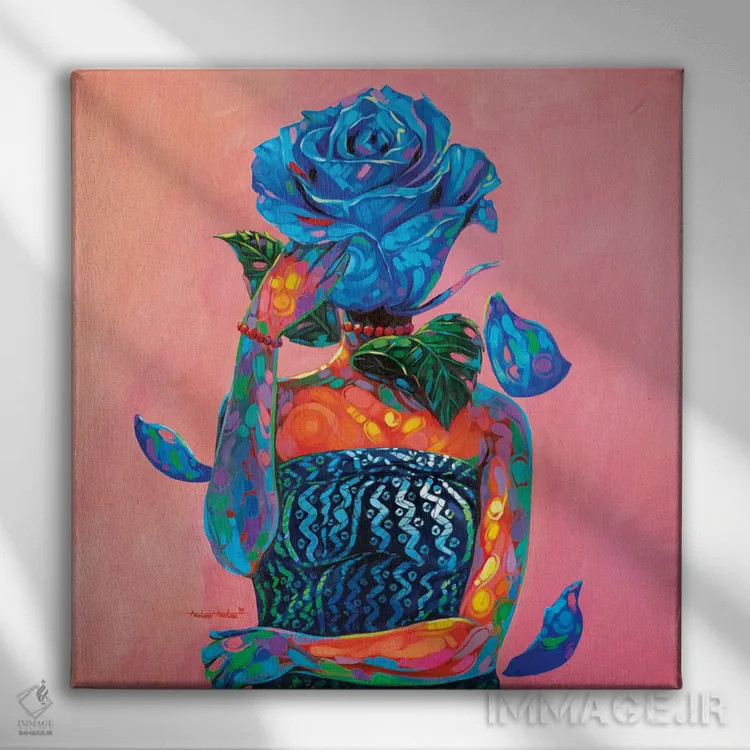 تابلو بانوی آبی اثر آکینتایو آکینتوبی - نمای روبهرو روی دیوار