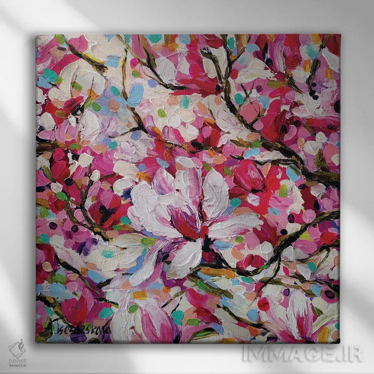 تابلو مزرعه مگنولیاها اثر آلیاکساندرا تسسارسکایا - نمای روبهرو روی دیوار