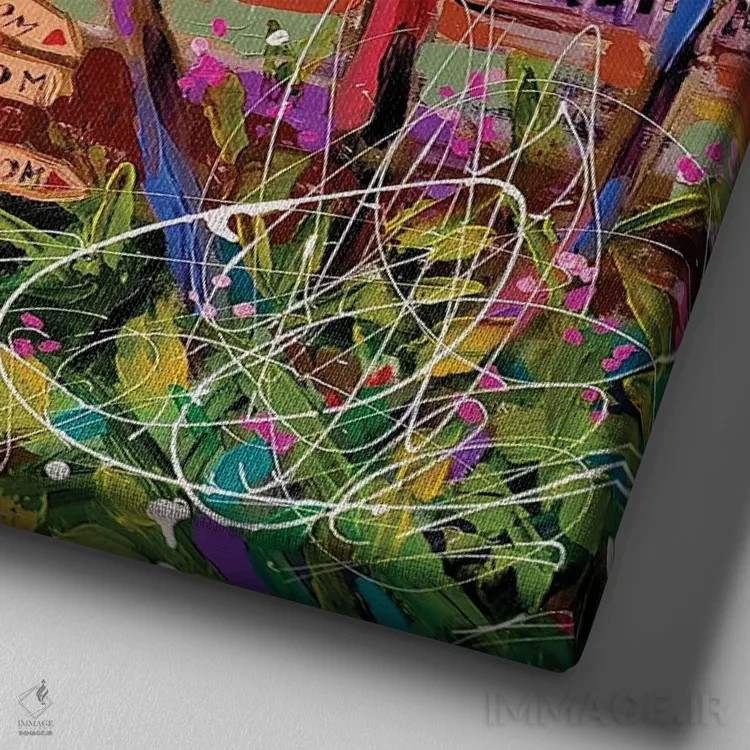 تابلو بهشت اثر آلیاکساندرا تسسارسکایا - نمای نزدیک بافت بوم