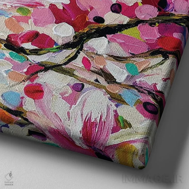 تابلو مزرعه مگنولیاها اثر آلیاکساندرا تسسارسکایا - نمای نزدیک بافت بوم