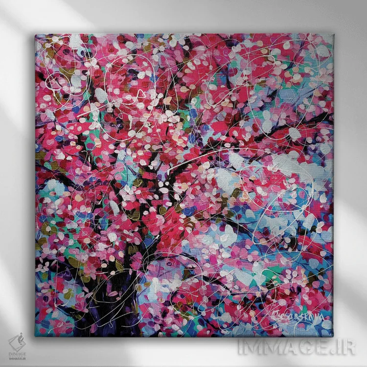 تابلو درخت شکوفه گیلاس اثر آلیاکساندرا تسسارسکایا - نمای روبهرو روی دیوار