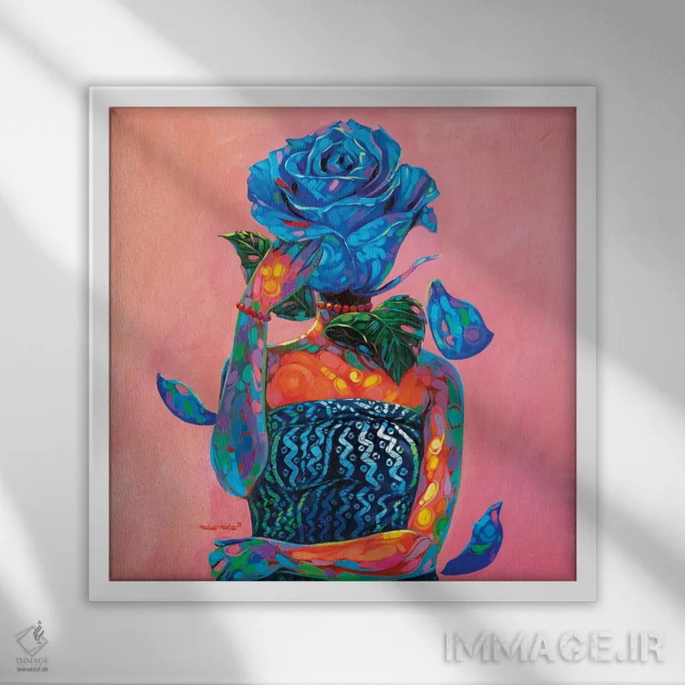 تابلو بانوی آبی اثر آکینتایو آکینتوبی - نمای قابدار سفید