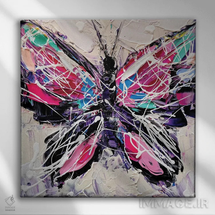 تابلو زندگی پروانه ۱ اثر آلیاکساندرا تسسارسکایا - نمای روبهرو روی دیوار