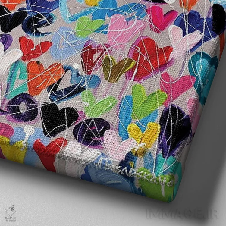 تابلو عشق، عشق اثر آلیاکساندرا تسسارسکایا - نمای نزدیک بافت بوم