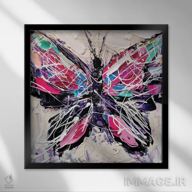 تابلو زندگی پروانه ۱ اثر آلیاکساندرا تسسارسکایا - نمای قابدار مشکی