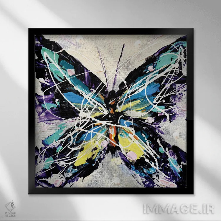 تابلو زندگی پروانه ۲ اثر آلیاکساندرا تسسارسکایا - نمای قابدار مشکی