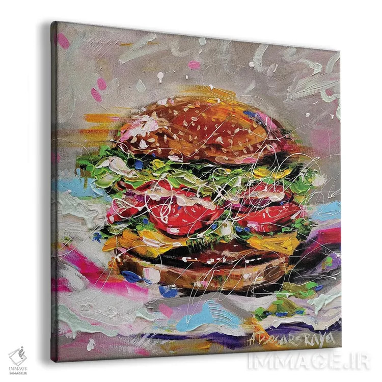 تابلو همبرگر اثر آلیاکساندرا تسسارسکایا - نمای پرسپکتیو محصول