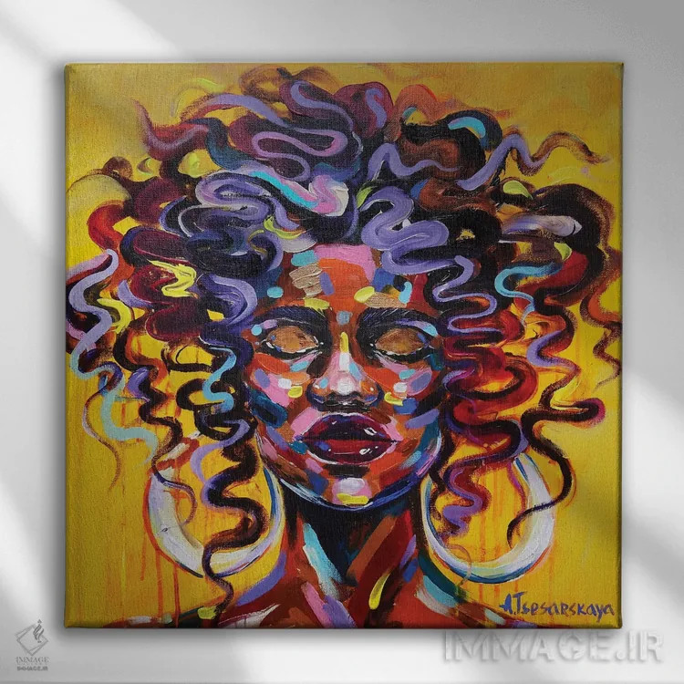 تابلو زیبایی آفریقایی اثر آلیاکساندرا تسسارسکایا - نمای روبهرو روی دیوار
