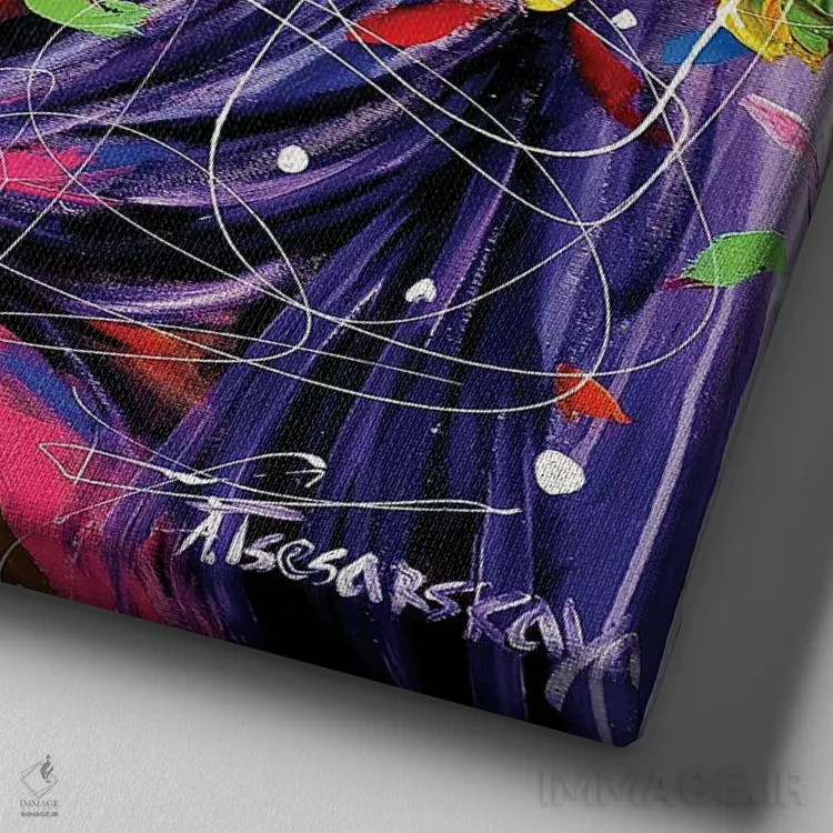 تابلو شگفتانگیز اثر آلیاکساندرا تسسارسکایا - نمای نزدیک بافت بوم