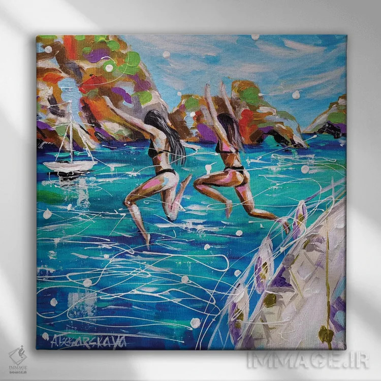 تابلو تابستان در بورا بورا اثر آلیاکساندرا تسسارسکایا - نمای روبهرو روی دیوار