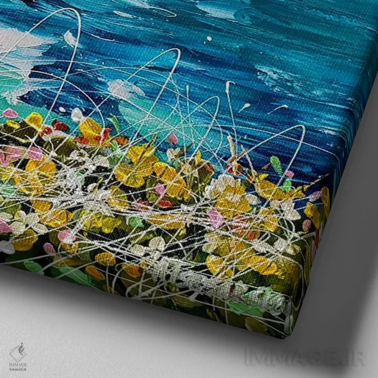 تابلو پیش از باران اثر آلیاکساندرا تسسارسکایا - نمای نزدیک بافت بوم