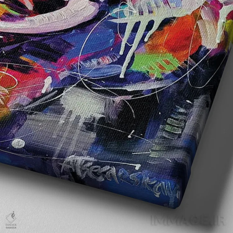 تابلو فیلهای وحشی اثر آلیاکساندرا تسسارسکایا - نمای نزدیک بافت بوم