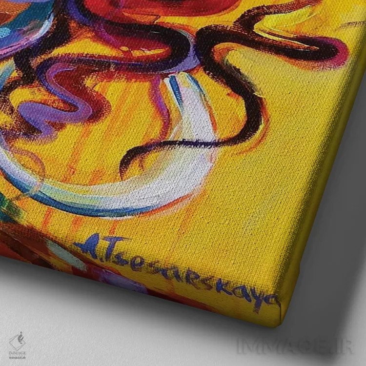 تابلو زیبایی آفریقایی اثر آلیاکساندرا تسسارسکایا - نمای نزدیک بافت بوم