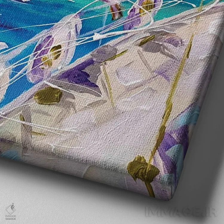 تابلو تابستان در بورا بورا اثر آلیاکساندرا تسسارسکایا - نمای نزدیک بافت بوم