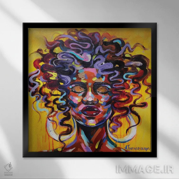 تابلو زیبایی آفریقایی اثر آلیاکساندرا تسسارسکایا - نمای قابدار مشکی